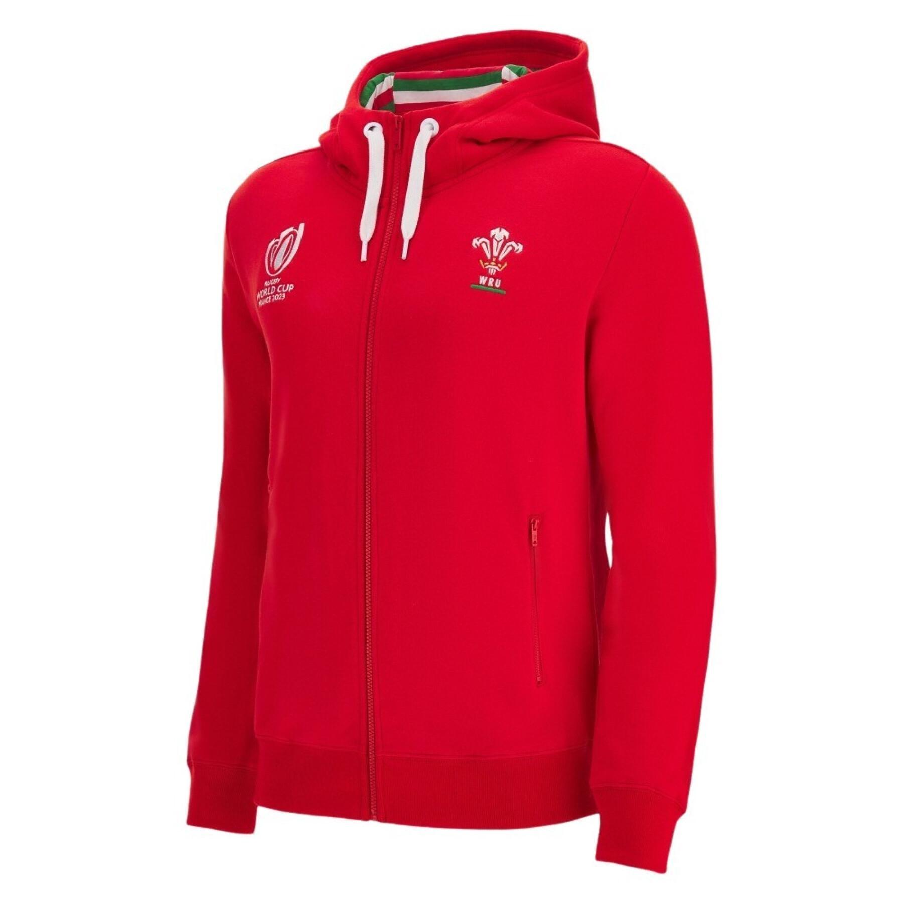Sweatshirt zapinany na zamek błyskawiczny z kapturem Pays de Galles Rugby XV Merch RWC Country. 2023