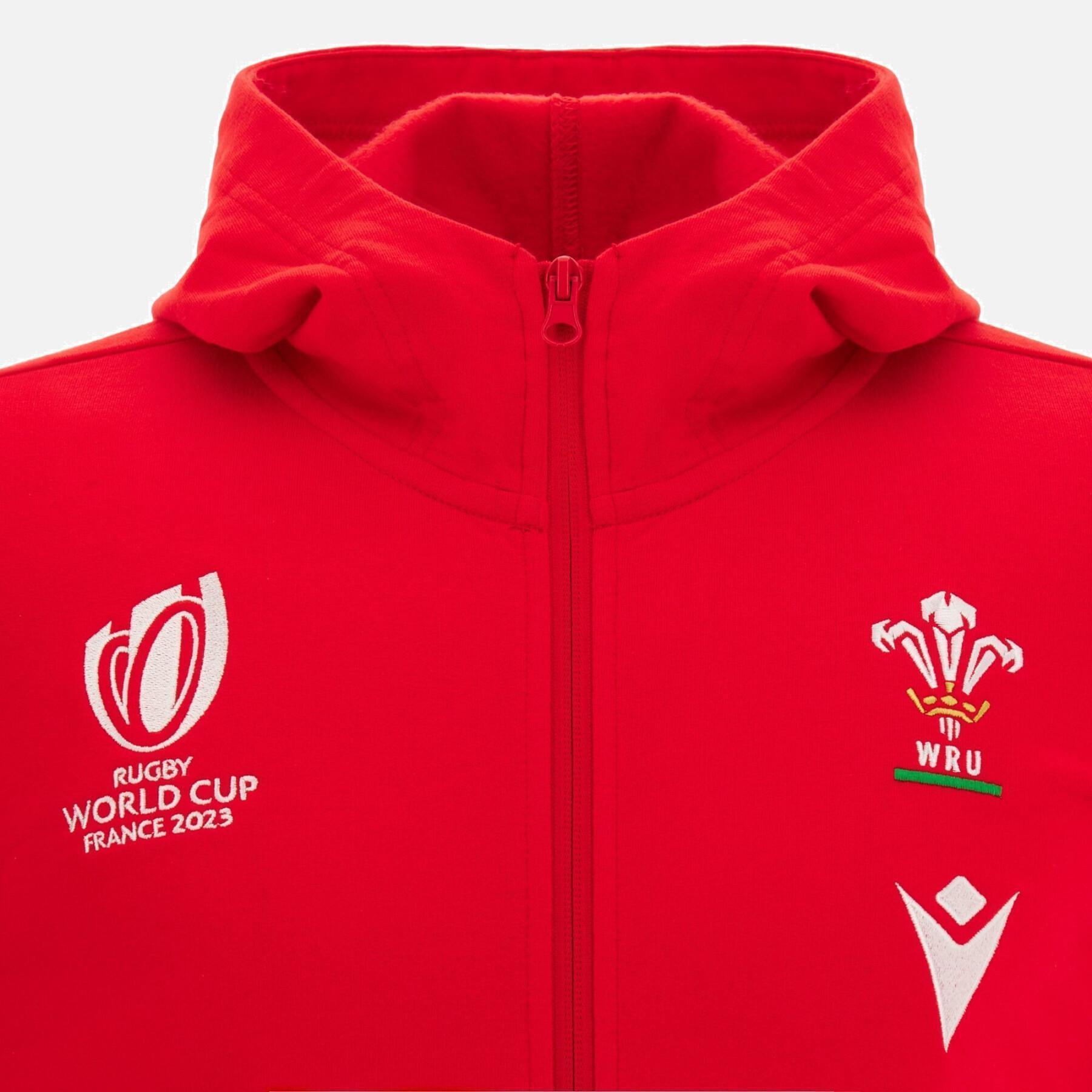 Bluza z kapturem z pełnym zamkiem błyskawicznym Pays de Galles Rugby XV Merch CA LF RWC